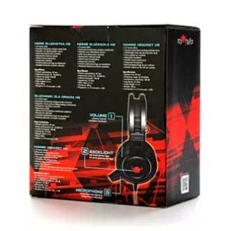 Red Fighter H3 slušalke z mikrofonom, žične, črno-rdeče, igralne, osvetljene, 2x 3,5 mm priključek   USB
