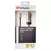 USB (3.1) vozlišče z 1 priključkom, 49144, sivo, dolžina kabla 1,5 m, Verbatim, adapter USB C do HDMI