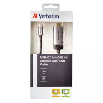 USB (3.1) vozlišče z 1 priključkom, 49144, sivo, dolžina kabla 1,5 m, Verbatim, adapter USB C do HDMI