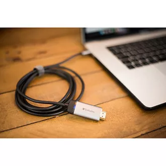USB (3.1) vozlišče z 1 priključkom, 49144, sivo, dolžina kabla 1,5 m, Verbatim, adapter USB C do HDMI