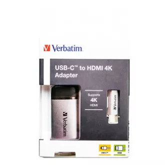 USB (3.1) vozlišče z 1 priključkom, 49143, sivo, dolžina kabla 10 cm, Verbatim, 1x HDMI