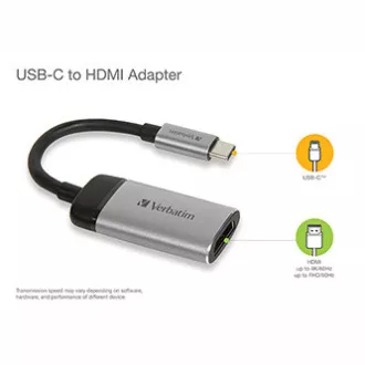 USB (3.1) vozlišče z 1 priključkom, 49143, sivo, dolžina kabla 10 cm, Verbatim, 1x HDMI