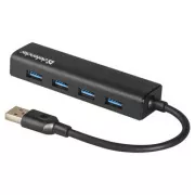USB (3.0) HUB 4-portni, Quadro Express, črn, Defender, kompakten.