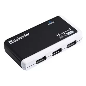 4-portno vozlišče USB (2.0), Quadro Infix, črno-sivo, Defender, LED indikator, kompaktno.