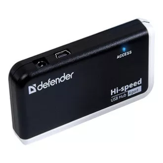 4-portno vozlišče USB (2.0), Quadro Infix, črno-sivo, Defender, LED indikator, kompaktno.