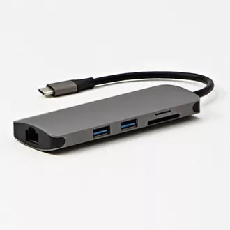 Priključna postaja USB 3.1 Type-C siva, vse novo, HDMI, RJ45, microSD, USB C (PD), 2x USB3.0 Priključna postaja USB 3.1 Type-C siva, vse novo, HDMI, RJ45, microSD, USB C (PD), 2x USB3.0
