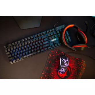 Marvo CM409 SL komplet tipkovnice žične (USB) ZDA, črne barve z igralno miško, podlogo za miško in slušalkami, igralna, membranska, osvetljena
