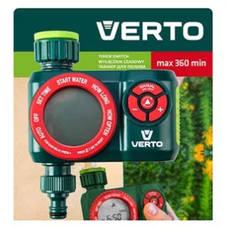 Elektronsko časovno stikalo Verto, 4 funkcije, maksimalni čas izklopa 360 minut, 1/2" in 3/4", zeleno, 15G751