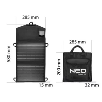 Prenosni solarni panel s polnilnikom, Neo Tools, 15 W, 90-140