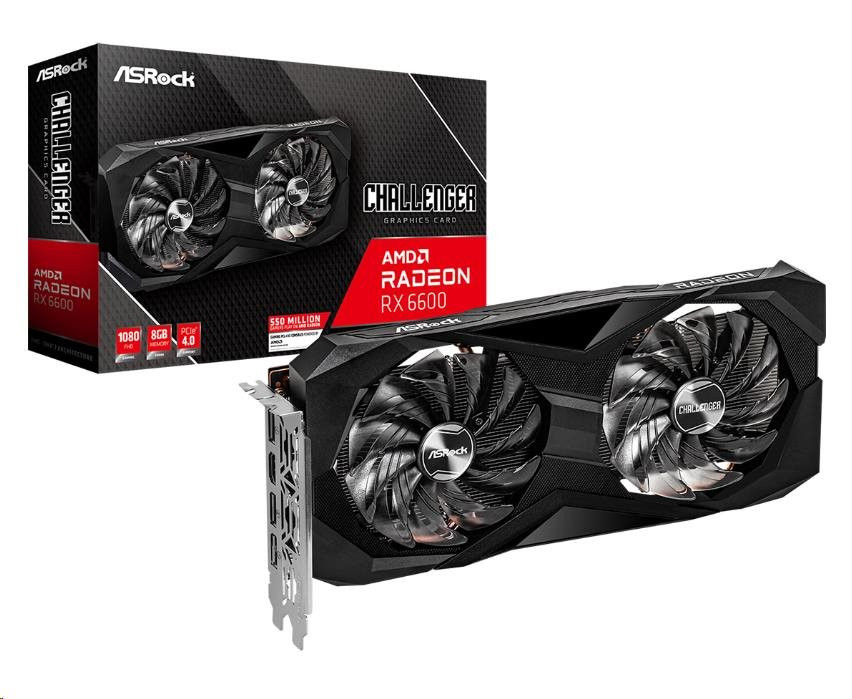 Asrock vga amd radeon rx 6600 challenger d 8gb, rx 6600, 8gb gddr6, 3xdp, 1xhdmi | komponentko